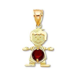 14k Solid Gold January Birthstone Boy Charm | Fine Jewelry By Tehrani Jewelry